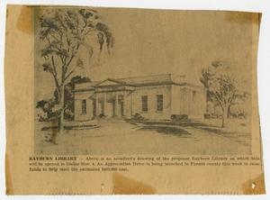 Primary view of object titled '[Newspaper Clipping: Rayburn Library]'.