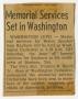 Primary view of [Newspaper Clipping: Memorial Services Set in Washington]