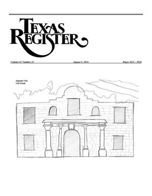 Primary view of object titled 'Texas Register, Volume 41, Number 32, Pages 5631-5826, August 5, 2016'.