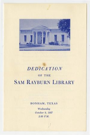 Primary view of object titled 'Dedication of the Sam Rayburn Library, Bonham, Texas, Wednesday October 9, 1957, 2:30 P.M.'.