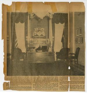 Primary view of object titled '[Newspaper Clipping discussing the opening of the Sam Rayburn Library]'.