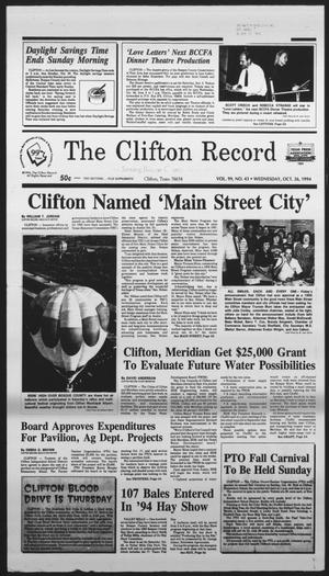 Primary view of object titled 'The Clifton Record (Clifton, Tex.), Vol. 99, No. 43, Ed. 1 Wednesday, October 26, 1994'.