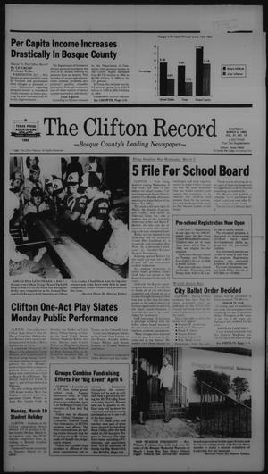 Primary view of The Clifton Record (Clifton, Tex.), Vol. 91, No. 10, Ed. 1 Thursday, March 6, 1986