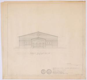 Primary view of object titled 'High School Gymnasium Proposal, Ozona, Texas: Front Elevation "A"'.
