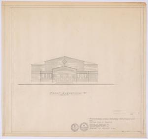 Primary view of object titled 'High School Gymnasium Proposal, Ozona, Texas: Front Elevation "B"'.