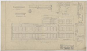 Primary view of object titled 'Iraan High School Addition: Front Elevation and Diagrams'.
