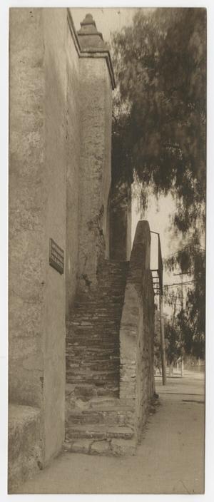 Primary view of object titled '[Photograph of San Gabriel Mission Stairs]'.