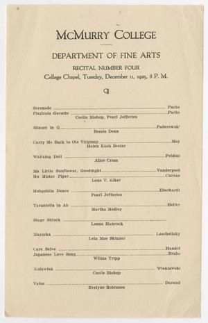 Primary view of object titled '[McMurry College Department of Fine Arts Recital Program]'.