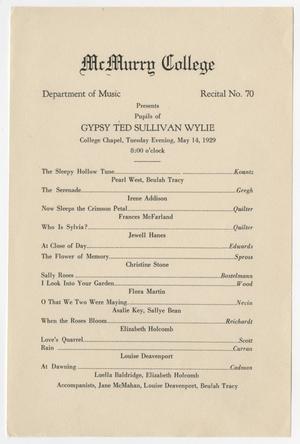 Primary view of object titled '[Recital Program: Department of Music, 1929]'.