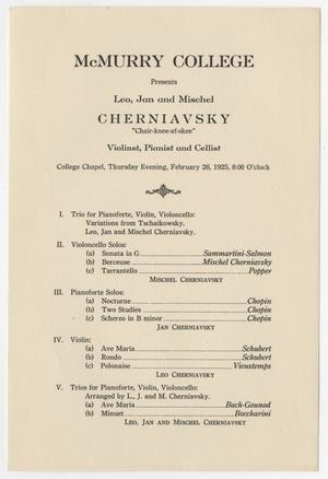 Primary view of object titled '[McMurry College Cherniavsky Recital Program]'.