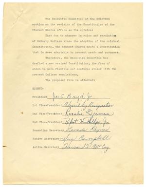 Primary view of object titled '[Constitution for the McMurry Chanters]'.