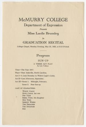 Primary view of object titled '[Recital Program: Department of Expression, 1925]'.