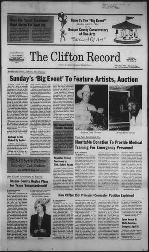 Primary view of object titled 'The Clifton Record (Clifton, Tex.), Vol. 89, No. 13, Ed. 1 Thursday, March 29, 1984'.