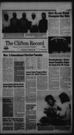 Primary view of object titled 'The Clifton Record (Clifton, Tex.), Vol. 92, No. 44, Ed. 1 Wednesday, October 28, 1987'.