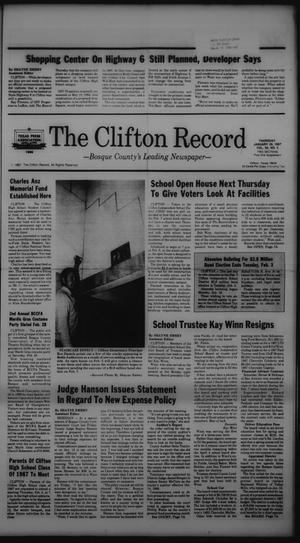 Primary view of object titled 'The Clifton Record (Clifton, Tex.), Vol. 92, No. 5, Ed. 1 Thursday, January 29, 1987'.