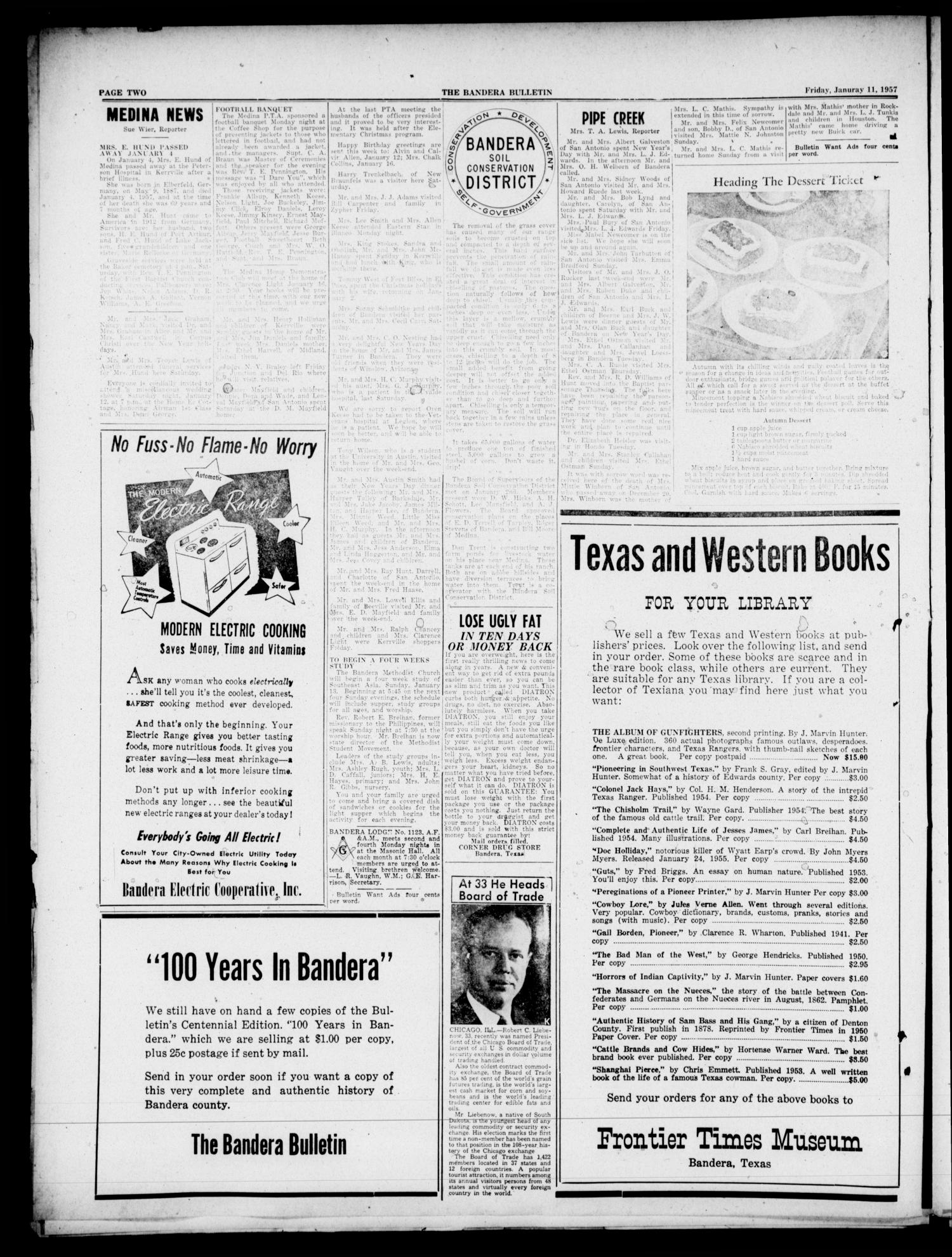 The Bandera Bulletin (Bandera, Tex.), Vol. 12, No. 29, Ed. 1 Friday, January 11, 1957
                                                
                                                    [Sequence #]: 2 of 8
                                                