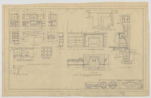 Primary view of object titled 'Moore Residence, Hamlin, Texas: Fireplace and Bookcase Details'.