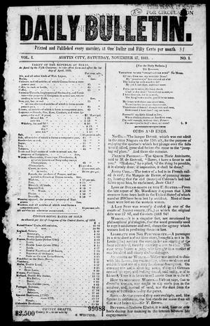 Daily Bulletin. (Austin, Tex.), Vol. 1, No. 1, Ed. 1, Saturday, November 27, 1841