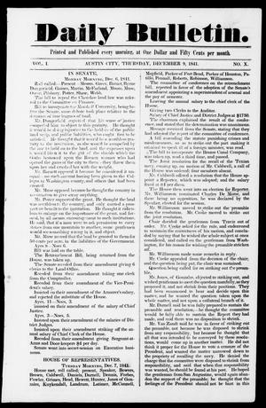 Daily Bulletin. (Austin, Tex.), Vol. 1, No. 10, Ed. 1, Thursday, December 9, 1841