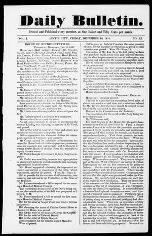 Daily Bulletin. (Austin, Tex.), Vol. 1, No. 11, Ed. 1, Friday, December 10, 1841