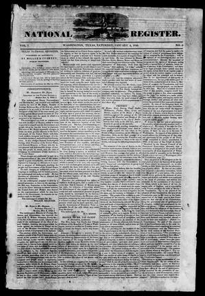 Primary view of object titled 'Texas National Register. (Washington, Tex.), Vol. 1, No. 5, Ed. 1, Saturday, January 4, 1845'.