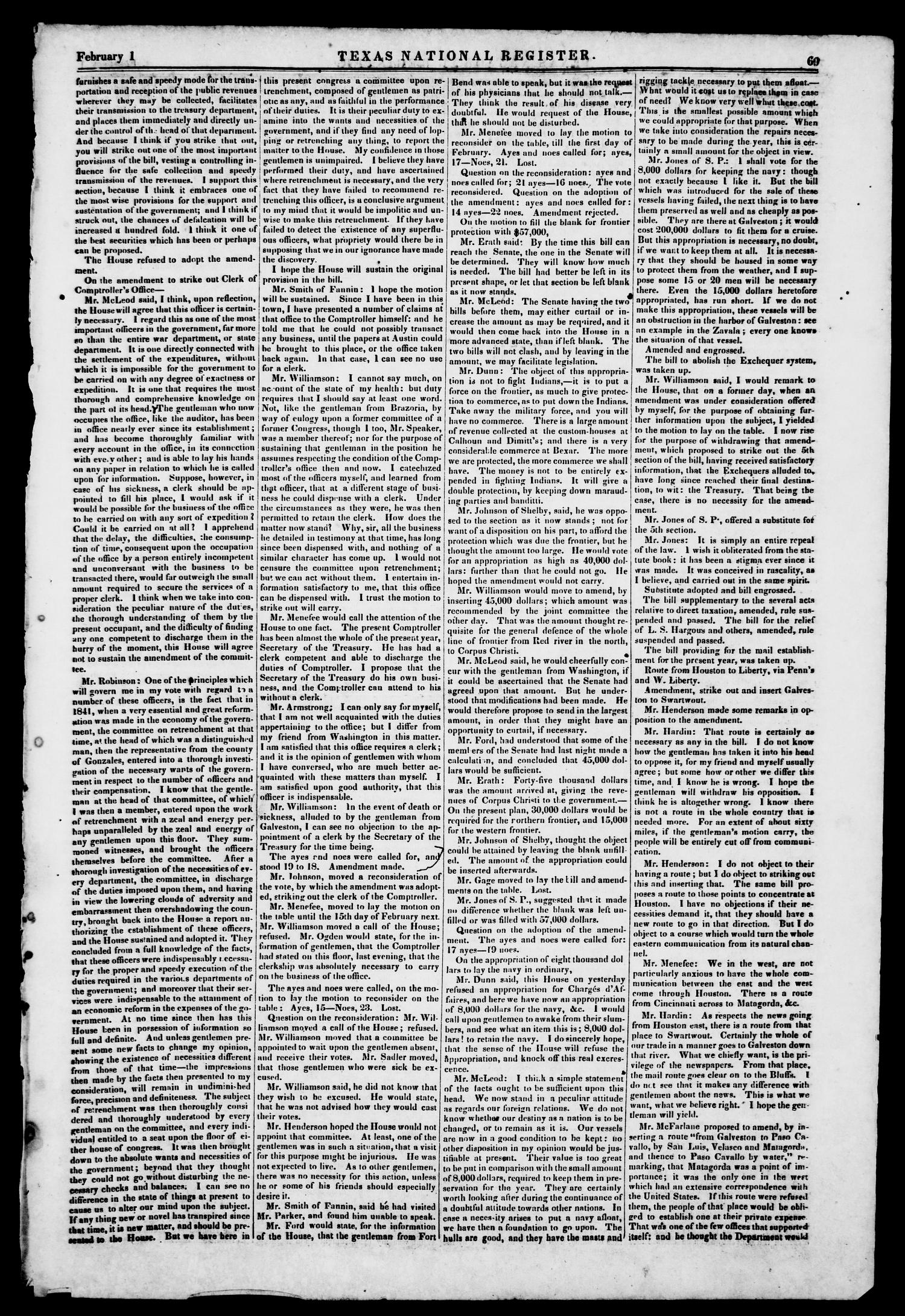 Texas National Register. (Washington, Tex.), Vol. 1, No. 9, Ed. 1, Saturday, February 1, 1845
                                                
                                                    [Sequence #]: 5 of 8
                                                