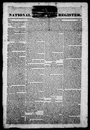 Primary view of Texas National Register. (Washington, Tex.), Vol. 1, No. 16, Ed. 1, Saturday, March 22, 1845
