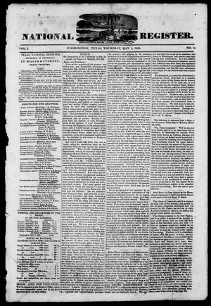 Primary view of Texas National Register. (Washington, Tex.), Vol. 1, No. 21, Ed. 1, Thursday, May 1, 1845