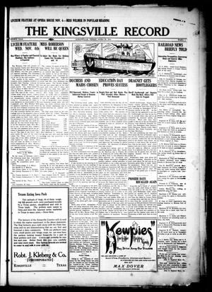 Primary view of object titled 'The Kingsville Record (Kingsville, Tex.), Vol. 8, No. 6, Ed. 1 Friday, October 30, 1914'.