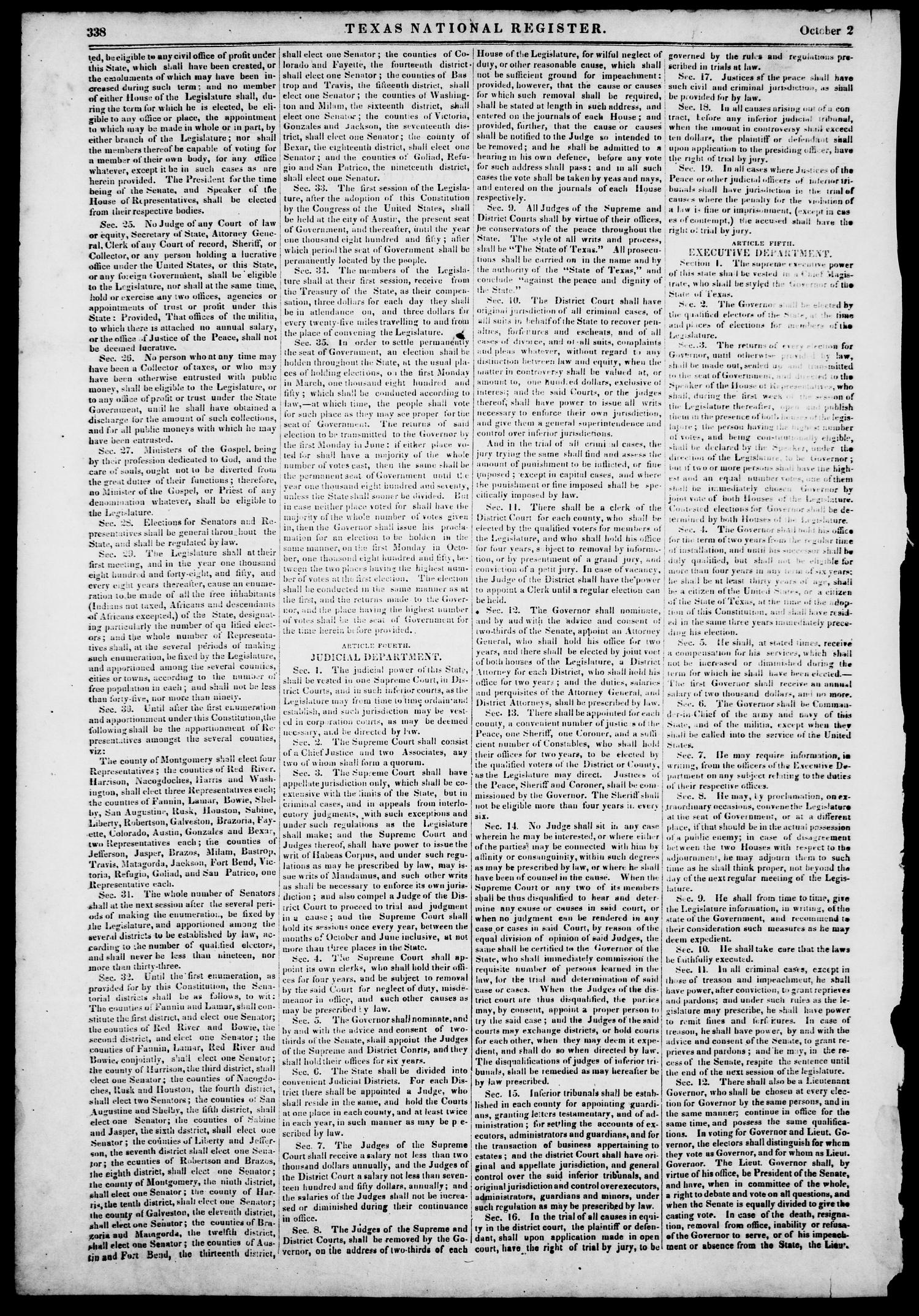 Texas National Register. (Washington, Tex.), Vol. 1, No. 43, Ed. 1, Thursday, October 2, 1845
                                                
                                                    [Sequence #]: 2 of 8
                                                