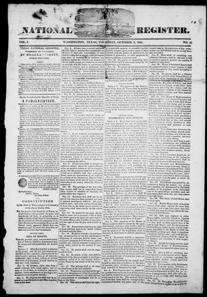 Primary view of Texas National Register. (Washington, Tex.), Vol. 1, No. 43, Ed. 1, Thursday, October 2, 1845
