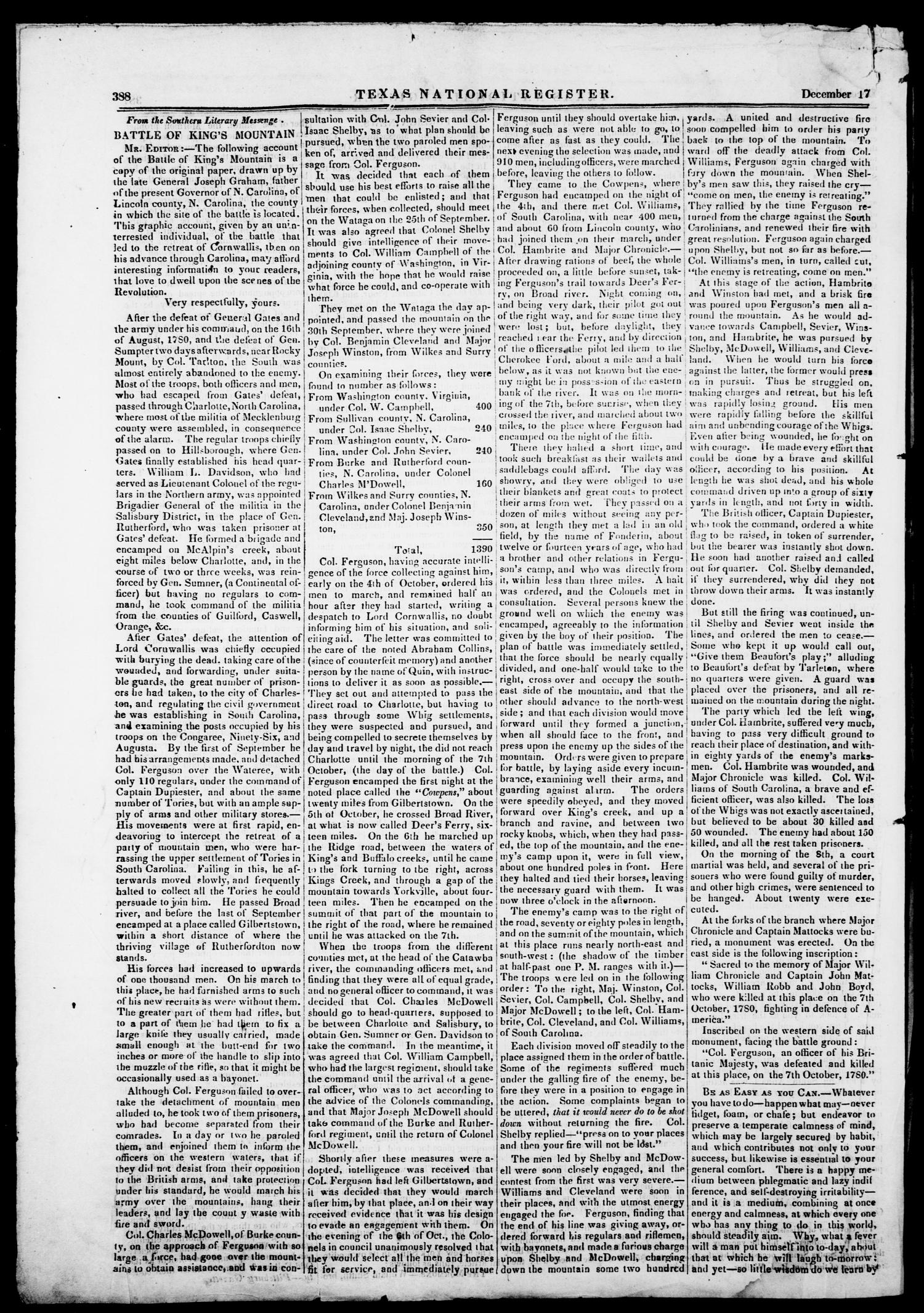 Texas National Register. (Washington, Tex.), Vol. 1, No. 49, Ed. 1, Wednesday, December 17, 1845
                                                
                                                    [Sequence #]: 4 of 8
                                                