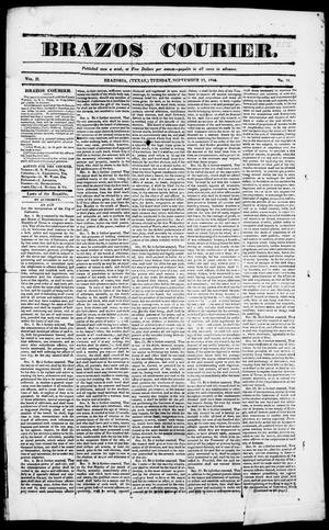 Primary view of object titled 'Brazos Courier. (Brazoria, Tex.), Vol. 2, No. 31, Ed. 1, Tuesday, September 22, 1840'.
