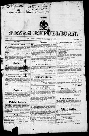 Primary view of object titled 'The Texas Republican. (Brazoria, Tex.), Vol. 1, No. 15, Ed. 1, Saturday, November 8, 1834'.