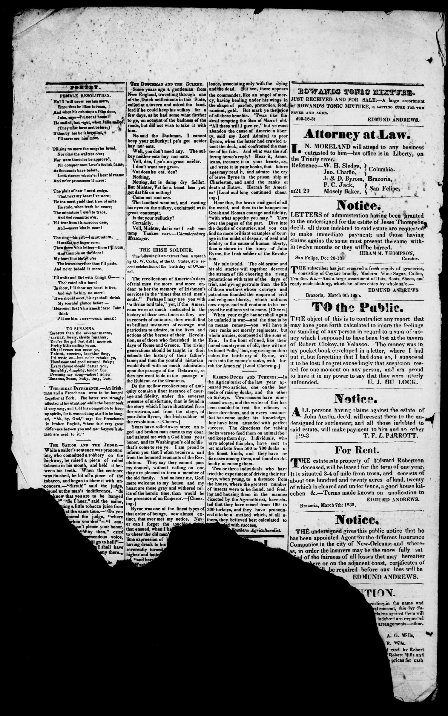 The Texas Republican. (Brazoria, Tex.), Vol. 1, No. 35, Ed. 1, Saturday, May 2, 1835
                                                
                                                    [Sequence #]: 4 of 4
                                                