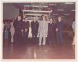 Photograph: [Firefighters and Yellow Fire Engine]