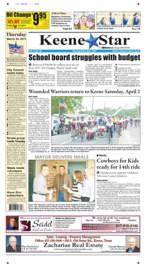 Primary view of Keene Star (Keene, Tex.), Vol. 18, No. 35, Ed. 1 Thursday, March 24, 2011