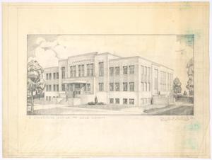 Primary view of object titled 'Coke County Courthouse: Perspective Drawing'.