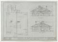 Technical Drawing: Prairie Oil & Gas Co. Cottage, Ranger, Texas: Roof Plan and Elevations