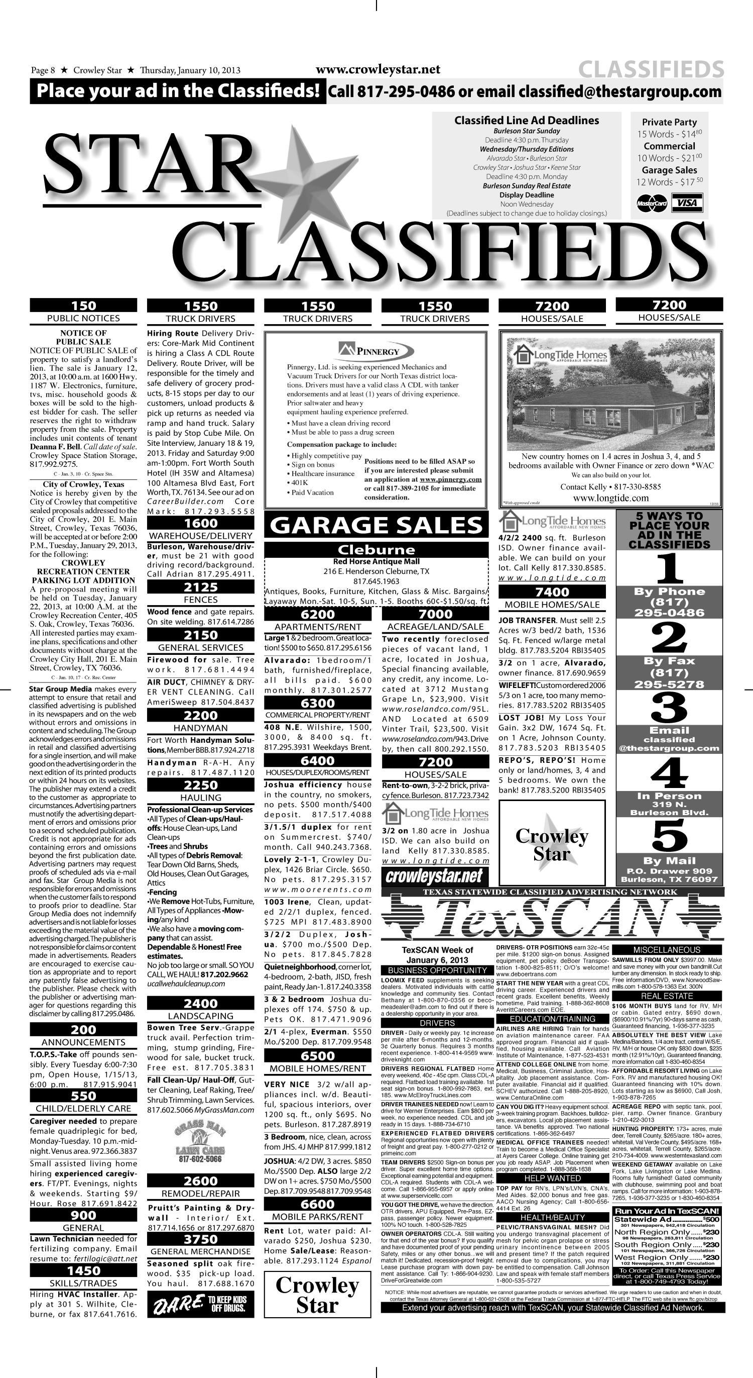 Crowley Star (Crowley, Tex.), Vol. 26, No. 36, Ed. 1 Thursday, January 10, 2013
                                                
                                                    [Sequence #]: 8 of 10
                                                