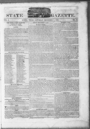 Primary view of Texas State Gazette. (Austin, Tex.), Vol. 1, No. 16, Ed. 1, Saturday, December 8, 1849