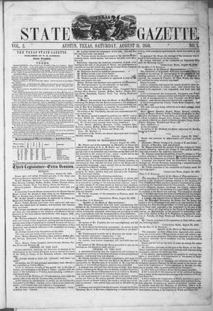 Primary view of object titled 'Texas State Gazette. (Austin, Tex.), Vol. 2, No. 2, Ed. 1, Saturday, August 31, 1850'.