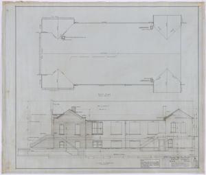 Primary view of object titled 'First Baptist Church, Rule, Texas: Side Elevation and Roof Plan'.