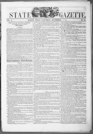 Primary view of object titled 'Texas State Gazette. (Austin, Tex.), Vol. 2, No. 16, Ed. 1, Saturday, December 7, 1850'.