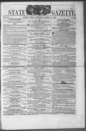 Primary view of object titled 'Texas State Gazette. (Austin, Tex.), Vol. 3, No. 36, Ed. 1, Saturday, April 24, 1852'.