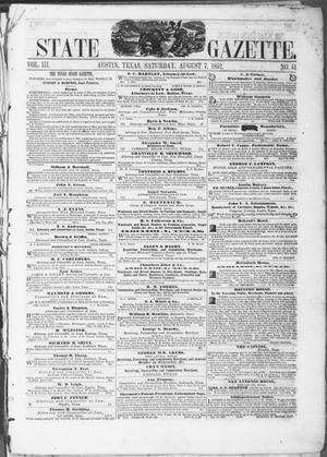 Primary view of object titled 'Texas State Gazette. (Austin, Tex.), Vol. 3, No. 51, Ed. 1, Saturday, August 7, 1852'.