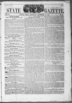 Primary view of Texas State Gazette. (Austin, Tex.), Vol. 4, No. 17, Ed. 1, Saturday, December 11, 1852