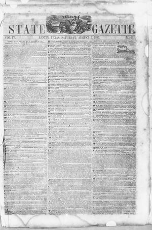 Primary view of object titled 'Texas State Gazette. (Austin, Tex.), Vol. 4, No. 51, Ed. 1, Saturday, August 6, 1853'.