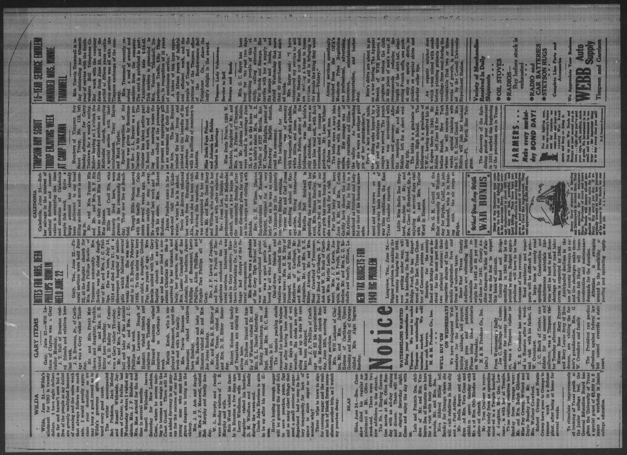 Timpson Weekly Times (Timpson, Tex.), Vol. 57, No. 26, Ed. 1 Friday, June 26, 1942
                                                
                                                    [Sequence #]: 4 of 8
                                                