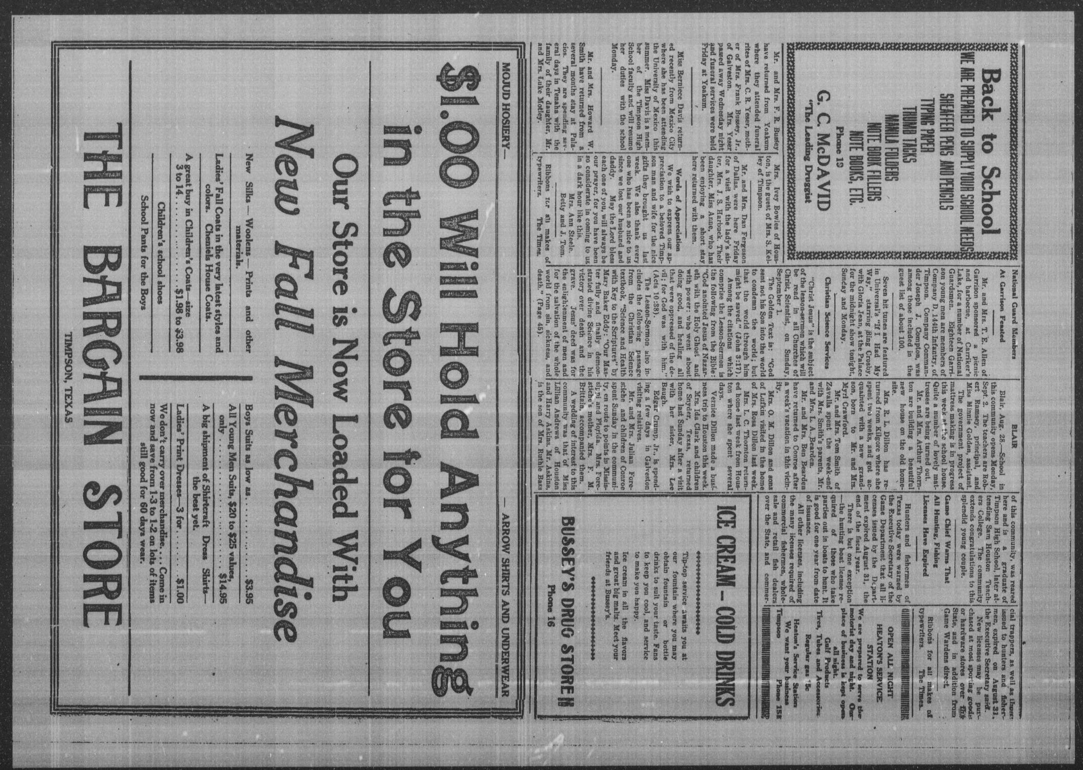 Timpson Daily Times (Timpson, Tex.), Vol. 39, No. 175, Ed. 1 Saturday, August 31, 1940
                                                
                                                    [Sequence #]: 3 of 4
                                                